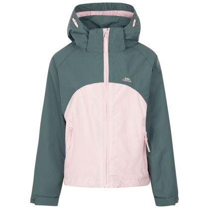 Trespass Kids' Waterproof Jacket TP50 Capture in Spruce green, Front view on mannequin