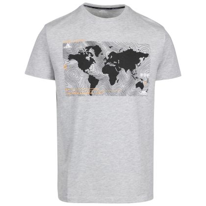 Mens Casual Printed T-Shirt Chera in GREY MARL, Front view on mannequin