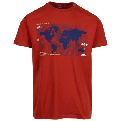 Mens Casual Printed T-Shirt Chera in Salsa, Front view on mannequin