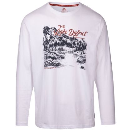 Trespass Male Casual Printed T-Shirt Chira in WHITE, Front view on mannequin