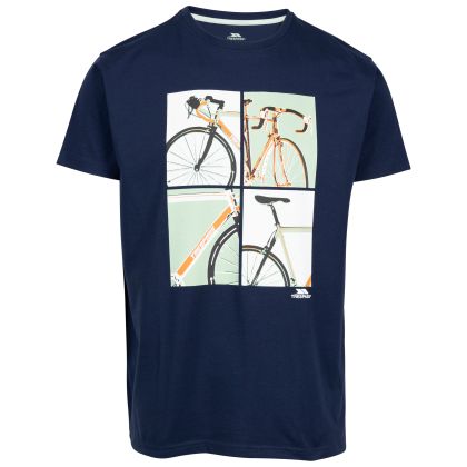 Mens Casual Printed T-Shirt Chowder in NAVY, Front view on mannequin