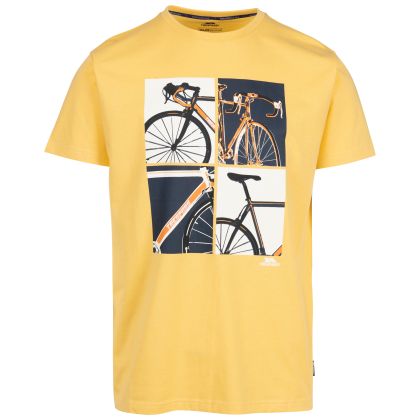 Mens Casual Printed T-Shirt Chowder in PALE MAIZE, Front view on mannequin