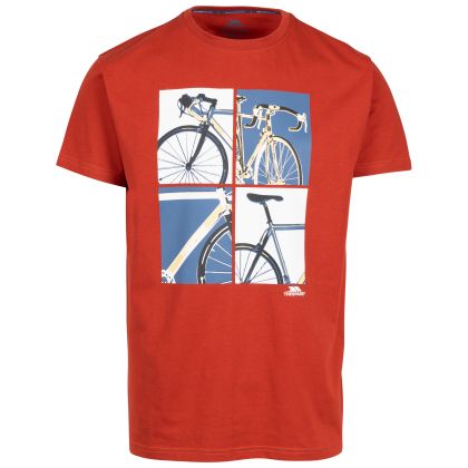 Mens Casual Printed T-Shirt Chowder in SALSA, Front view on mannequin