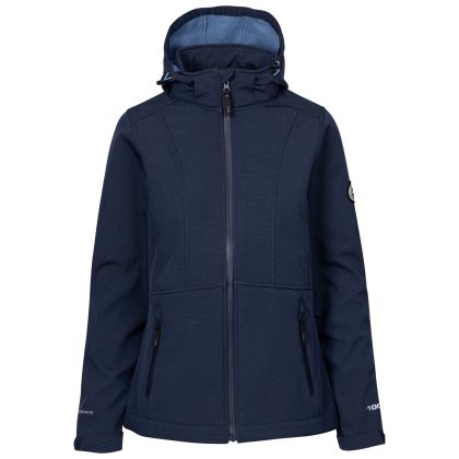 Trespass DLX Women's Softshell Jacket Christine in Navy Marl, Front view on mannequin