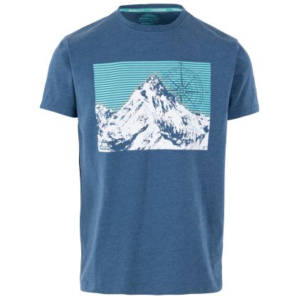 Mens Casual Printed T-Shirt Chulli in INDIGO TONE MARL, Front view on mannequin