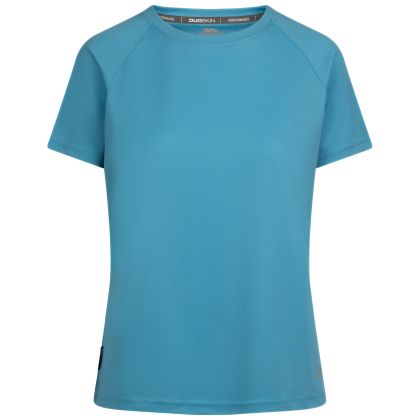 Womens Duoskin Sports Top Claudette in BLUE SKIES, Front view on mannequin