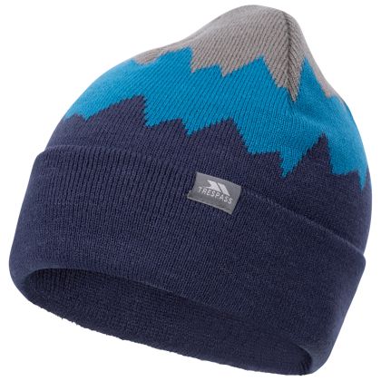 Men s Knitted Hat Cobbler in STORM GREY_BONDI BLUE_NAVY, Hat at angled view