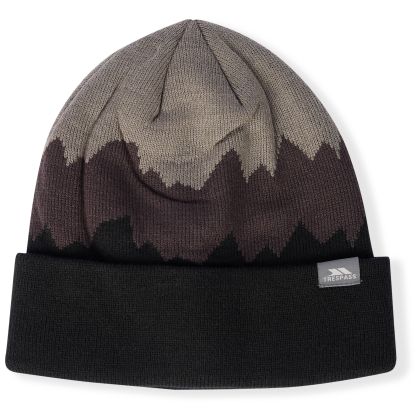 Men s Knitted Hat Cobbler in STORM GREY_DARK GREY_BLACK, Hat at angled view