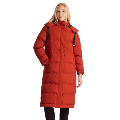 Womens Long Length Rain Jacket Colter in Burnt Sienna