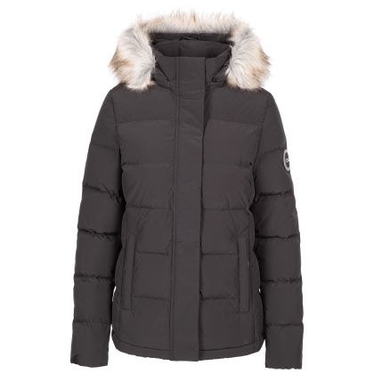 Women's DLX Down Jacket Composed in BLACK, Front view on mannequin