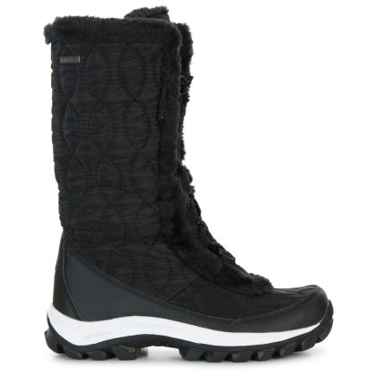 Trespass Womens Snow Boots Waterproof Fleece Lined Coretta II Black, Front view of footwear