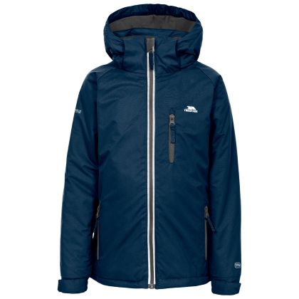 Trespass Kids' Waterproof Jacket Cornell II in Navy, Front view on mannequin