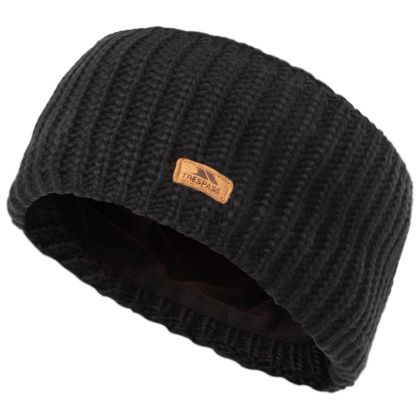 Trespass Adults Headband Microfleece Lined Coronet Black, Hat at angled view