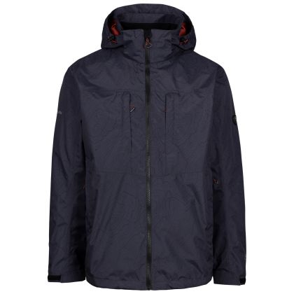 Mens Waterproof Jacket Cullahill in FLINT PRINT, Front view on mannequin