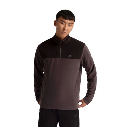 Trespass Mens Microfleece At100 Curtiston in Dark Grey, Front view on mannequin