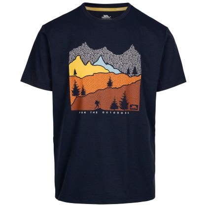 Trespass Mens Round Neck T-Shirt Tp75 Danub in Navy, Front view on mannequin