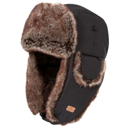 Dapper Faux Fur Winter Hat  - BLK, Hat at angled view