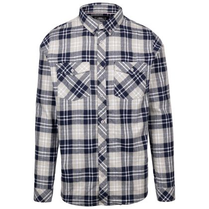 Mens Check Shirt Dawlish in Navy Check, Front view on mannequin