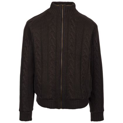 Trespass Mens Casual Knitted Jacket Dipton in Dark Grey, Front view on mannequin