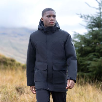 DLX Mens Padded Rainwear Jacket Donahue in Black