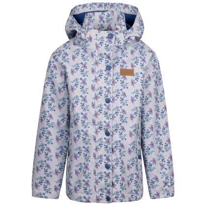 Girls Waterproof Jacket TP50 Drippy in Grey Skies, Front view on mannequin