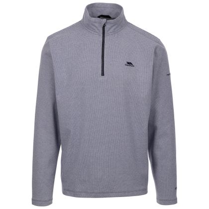 Trespass Mens Fleece Top At200 Dunford in Navy Stripe, Front view on mannequin