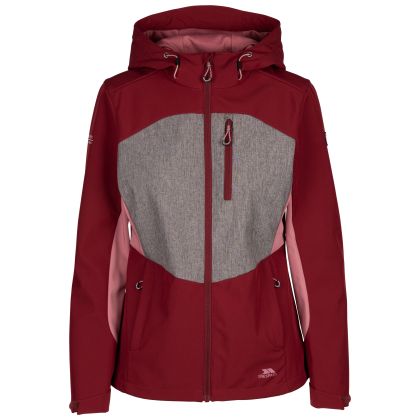 Womens Softshell Jacket Tp75 Eckwood in DARK CHERRY, Front view on mannequin