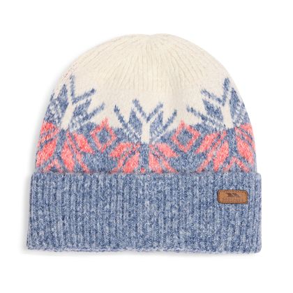 Trespass Womens Knitted Hat Edur in Blue Marl, Hat at angled view