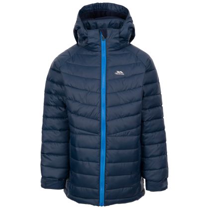 Trespass Kids Casual Jacket Eelow in Navy, Front view on mannequin