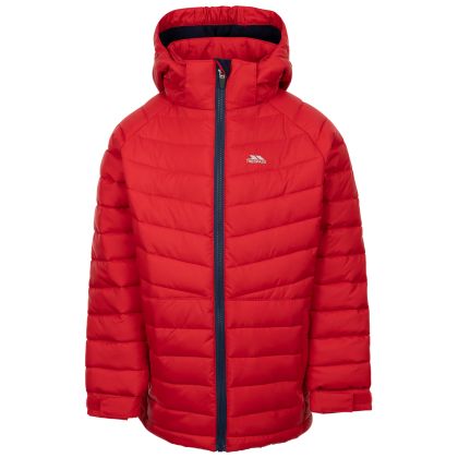 Trespass Kids Casual Jacket Eelow in Red, Front view on mannequin