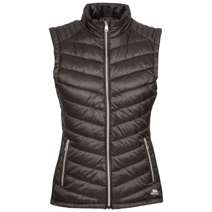 Elanora Women's Padded Gilet in Black, Front view on mannequin
