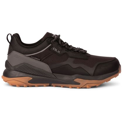 Trespass Mens Trainers Elias in Black, Angled view of footwear