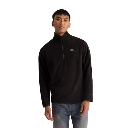 Mens Half Zip Fleece Eliston in Black, Front view on mannequin