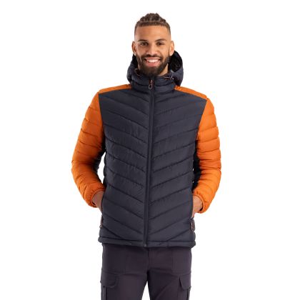 Mens Casual Hooded Jacket Eriska in Dark Flint, Front view on mannequin