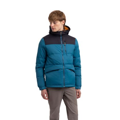 Trespass Mens Down Jacket Erris in Bondi Blue, Front view on mannequin