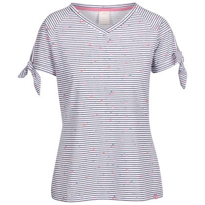 Womens Casual Top Fernie in NAVY STRIPE PRINT, Front view on mannequin