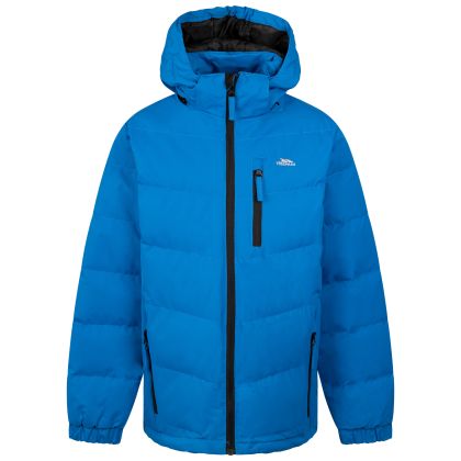 Trespass Boys Padded Jacket Figo in Ultramarine, Front view on mannequin