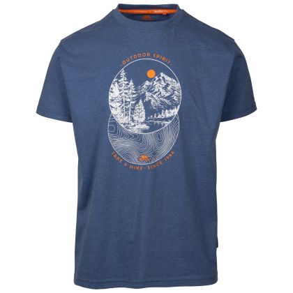 Mens Casual T-Shirt Flagel in INDIGO BLUE MARL, Front view on mannequin
