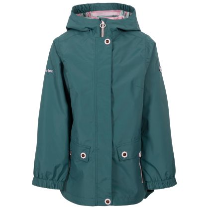 Trespass Girls Waterproof Jacket TP75 Flourish in Spruce green, Front view on mannequin