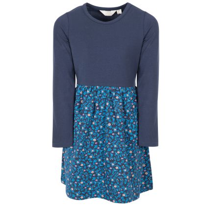 Trespass Girls Jersey Dress Forgotten in NAVY, Front view on mannequin