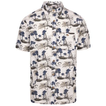 Mens Casual Printed Shirt Frantom in Off White Print, Front view on mannequin
