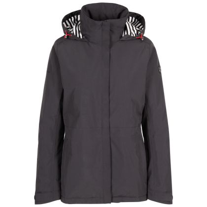 Trespass Women's Waterproof Jacket TP75 Frosty in BLACK, Front view on mannequin