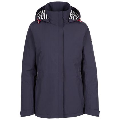 Trespass Women's Waterproof Jacket TP75 Frosty in NAVY, Front view on mannequin