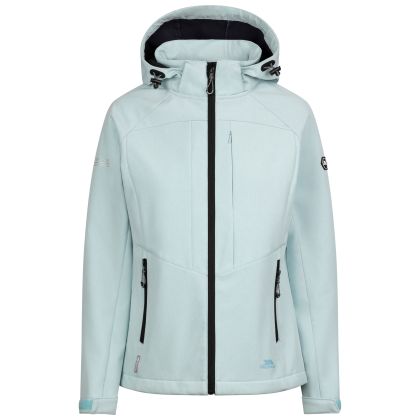 Womens Softshell Jacket Fryatt In Seafoam Marl, Front view on mannequin