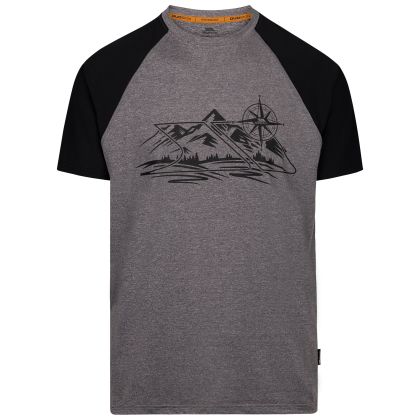 Mens Round Neck T-Shirt Fullmer In Grey Marl, Front view on mannequin