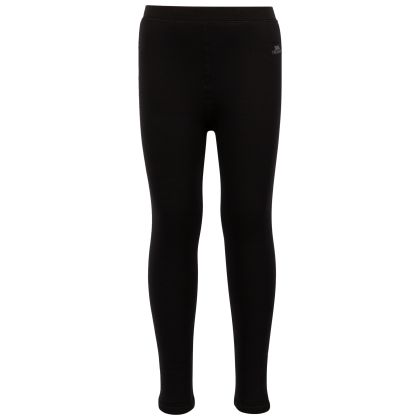 Kids' Sherpa Lined Leggings AT200 Fuzzy in BLACK, Front view on mannequin