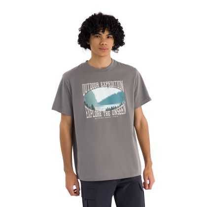 Mens Casual Round Neck T-Shirt Gallon in Green Smoke