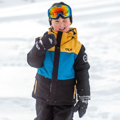 Kids Ski Jacket Garcia in BLACK, Front view on mannequin