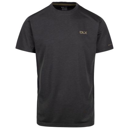 Dlx Mens Casual T-Shirt Garvey in DARK GREY MARL, Front view on mannequin