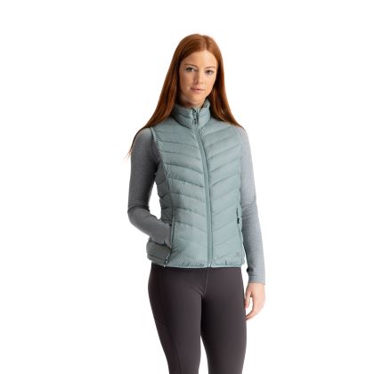 Trespass Womens Down Gilet Giana in Teal mist, Front view on mannequin